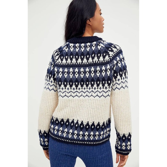 Scotch Soda Fair Isle Knit Crewneck Sweater Blue Cream Wool Blend Size S - Picture 16 of 16